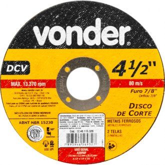 DISCO DE CORTE 2 TELAS METAIS FERROSOS 115 X 3,2 X 22,23MM