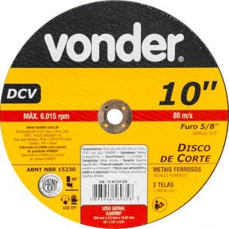 DISCO CORTE 2 TELAS METAIS FERROSOS 254 X 3,2 X 15,87MM