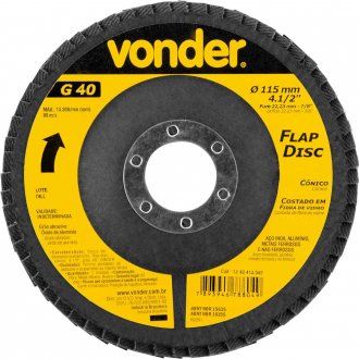 DISCO LIXA FLAP CONICO/CURVO 115 X 22,23MM - 4.1/2 X 7/8(POL) GR 40