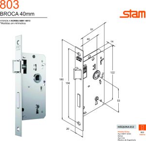 FECHADURA 813/21 RQ1 ROS. QUAD. INTERNA INOX