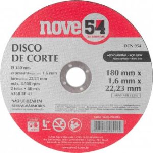 DISCO CORTE 2 TELAS INOX/CARBONO 180MM X 1,6MM X 22,23MM