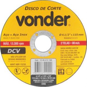 DISCO CORTE 2 TELAS INOX 115MM X 1,6MM X 22,23MM
