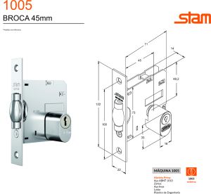 FECHADURA 1005 PIVOTANTE ROSETA QUAD. INOX