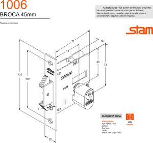 FECHADURA 1006 ROS. QUAD. PORTA CORRER INOX
